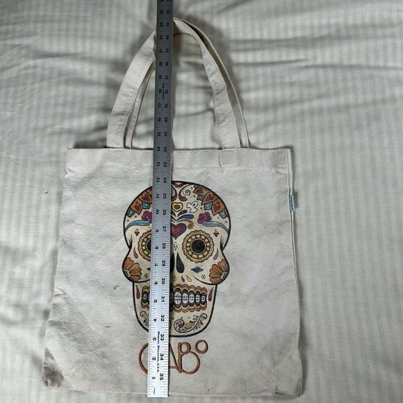 Cabo Sugar Skull Canvas Tote Bag Bohemian Hippie Cottagecore Dark Whimsi… - Picture 4 of 6